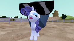 Size: 640x360 | Tagged: artist needed, safe, rarity, tom, pony, unicorn, 3d, d:, female, gmod, male, open mouth, raritom, rockcon, shipping, straight, sunglasses, wat, what has science done