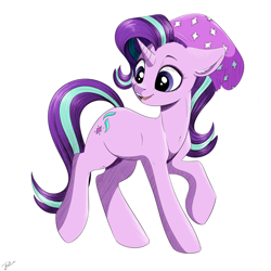 Size: 4134x4134 | Tagged: safe, artist:faline-art, starlight glimmer, pony, unicorn, absurd resolution, beanie, cute, female, glimmerbetes, hat, mare, simple background, smiling, solo