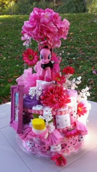 Size: 1024x1820 | Tagged: safe, artist:pixelkitties, pinkie pie, baby shower, diaper cake, irl, photo, pinkie pie's boutique, toy