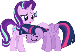 Size: 2803x1932 | Tagged: safe, artist:davidsfire, starlight glimmer, twilight sparkle, twilight sparkle (alicorn), alicorn, pony, unicorn, fame and misfortune, duo, female, folded wings, mare, teacher and student, vector