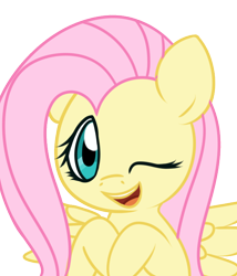 Size: 600x700 | Tagged: safe, artist:solar-slash, fluttershy, pegasus, pony, female, mare, solo, wink