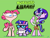 Size: 8400x6400 | Tagged: safe, artist:docwario, pinkie pie, starlight glimmer, twilight sparkle, earth pony, pony, semi-anthro, absurd resolution, bipedal, clothes, crossover, dee dee, dexter, dexter's laboratory, eyes closed, glasses, green background, lab coat, looking at you, mandark, necktie, open mouth, pants, simple background, skirt, smiling, standing up, style emulation