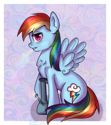 Size: 799x900 | Tagged: safe, artist:bubblenote, derpibooru import, rainbow dash, pegasus, pony, bong, female, looking at you, mare, sitting, solo