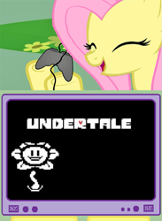 Size: 563x771 | Tagged: safe, fluttershy, pegasus, pony, exploitable meme, flowey, fs doesn't know what she's getting into, meme, obligatory pony, tv meme, undertale