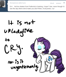 Size: 600x700 | Tagged: safe, artist:moonblizzard, rarity, pony, unicorn, ask, rarity answers, solo, tumblr