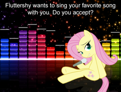 Size: 872x665 | Tagged: artist needed, safe, fluttershy, pegasus, pony, bronybait, innocence.mov, microphone, pose, solo, vector