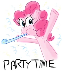 Size: 812x929 | Tagged: safe, artist:anotheraverageartist, pinkie pie, earth pony, pony, female, mare, party horn, pink coat, pink mane, solo