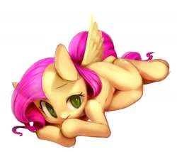 Size: 1401x1200 | Tagged: safe, artist:iizuna, fluttershy, pegasus, pony, belly button, pixiv, solo