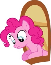 Size: 219x280 | Tagged: safe, pinkie pie, earth pony, pony, balcony, simple background, solo, vector, white background