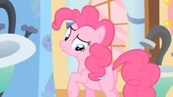 Size: 1280x720 | Tagged: safe, screencap, pinkie pie, earth pony, pony, needs more jpeg, pixels as big as hams, solo