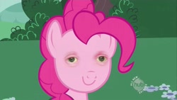 Size: 1920x1080 | Tagged: safe, pinkie pie, earth pony, pony, eyes, nightmare fuel, oh god the eyes, solo, steve buscemi, wat