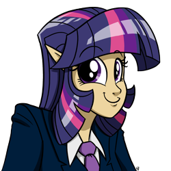 Size: 1600x1600 | Tagged: safe, artist:glancojusticar, derpibooru import, twilight sparkle, elf ears, humanized, solo, twiface, unicorns as elves, wrong neighborhood