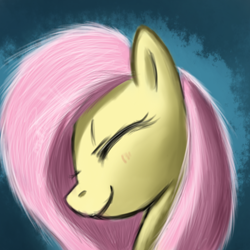 Size: 900x900 | Tagged: safe, artist:imsokyo, fluttershy, pegasus, pony, female, mare, pink mane, solo, yellow coat