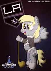 Size: 1500x2100 | Tagged: safe, artist:iamthemanwithglasses, derpy hooves, pegasus, pony, champions, female, hockey, los angeles kings, mare, nhl, solo, stanley cup, stanley cup finals, stanley cup playoffs