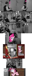 Size: 500x1183 | Tagged: safe, pinkie pie, earth pony, pony, a hard days night, crossover, exploitable meme, george harrison, john lennon, meme, paul mccartney, ringo starr, surprise door, the beatles