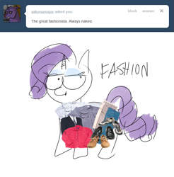 Size: 657x668 | Tagged: safe, artist:moonblizzard, rarity, pony, unicorn, ask, rarity answers, solo, tumblr