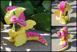 Size: 700x470 | Tagged: safe, artist:howmanydragons, fluttershy, dragon, sculpture, species swap