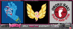 Size: 960x388 | Tagged: safe, fluttershy, pegasus, pony, clothes, female, mare, shirtpunch, t-shirt