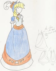 Size: 1319x1664 | Tagged: safe, artist:meetmewiththegods, applejack, clothes, coronation dress, dress, humanized, solo, text