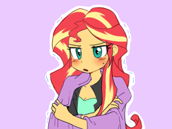 Size: 1400x1050 | Tagged: safe, artist:haden-2375, sunset shimmer, equestria girls, blanket, clothes, cold, open mouth, shivering, solo
