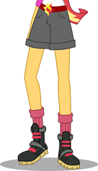 Size: 2117x3693 | Tagged: safe, artist:anhel032015, artist:teentitansfan201, sunset shimmer, equestria girls, legend of everfree, belt, boots, clothes, cropped, legs, pictures of legs, shorts, simple background, socks, solo, transparent background, vector