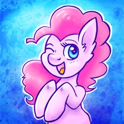 Size: 1000x1000 | Tagged: safe, artist:steveholt, pinkie pie, earth pony, pony, female, mare, pink coat, pink mane, solo, wink