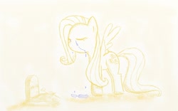 Size: 960x600 | Tagged: safe, artist:dennyhooves, fluttershy, pegasus, pony, crying, grave, solo