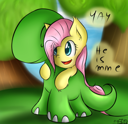 Size: 1500x1459 | Tagged: safe, artist:freefraq, fluttershy, dinosaur, pegasus, pony, cute, filly, shyabetes