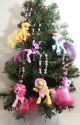 Size: 651x1024 | Tagged: safe, artist:bluepaws21, derpibooru import, applejack, fluttershy, pinkie pie, rainbow dash, rarity, twilight sparkle, earth pony, pegasus, pony, unicorn, mane six, ornament, toy