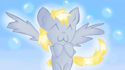 Size: 1080x609 | Tagged: safe, artist:chanceyb, derpy hooves, pegasus, pony, :3, cute, female, happy, mare, solo, spread wings