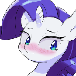 Size: 1000x1000 | Tagged: safe, artist:yajima, rarity, pony, unicorn, blushing, bust, cute, looking away, portrait, raribetes, solo