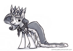 Size: 680x482 | Tagged: safe, artist:kenket, artist:spainfischer, princess platinum, rarity, pony, unicorn, hearth's warming eve (episode), dressup, hearth's warming eve, monochrome, solo