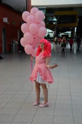 Size: 636x960 | Tagged: safe, artist:askaluna, pinkie pie, human, balloon, cosplay, irl, irl human, photo