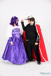 Size: 1275x1920 | Tagged: safe, artist:toshiyamioka, artist:vixenrosecosplay, king sombra, rarity, human, 2013, convention, cosplay, irl, irl human, photo, san japan