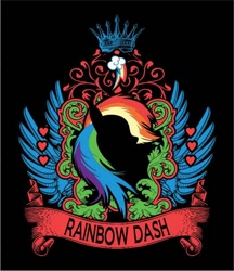 Size: 540x626 | Tagged: safe, artist:gregoryfey011288, derpibooru import, rainbow dash, pegasus, pony, banner, silhouette, solo