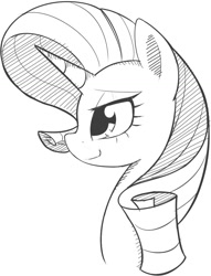 Size: 845x1108 | Tagged: safe, artist:mcsadat, rarity, pony, unicorn, grayscale, monochrome, profile, solo