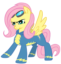 Size: 4720x5000 | Tagged: source needed, safe, artist:maximillianveers, fluttershy, pegasus, pony, absurd resolution, goggles, solo, wonderbolts uniform, wondershy