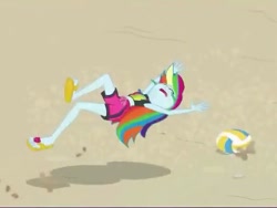 Size: 513x385 | Tagged: safe, derpibooru import, screencap, rainbow dash, better together, equestria girls, forgotten friendship, clothes, falling, feet, flip-flops, sandals, swimsuit