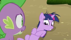 Size: 1280x720 | Tagged: safe, derpibooru import, screencap, spike, twilight sparkle, dragon, out of context