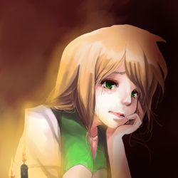 Size: 600x600 | Tagged: dead source, safe, artist:loyaldis, applejack, equestria girls, candle, crying, female, humanized, sad, solo