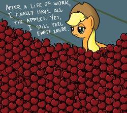 Size: 900x800 | Tagged: artist needed, safe, applejack, earth pony, pony, /mlp/, apple, depressed, sad, solo