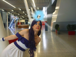 Size: 800x600 | Tagged: safe, artist:vicky-v, rarity, human, clothes, cosplay, dress, gloves, irl, irl human, photo, solo