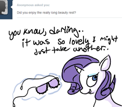 Size: 541x477 | Tagged: safe, artist:moonblizzard, rarity, pony, unicorn, ask, rarity answers, solo, tumblr