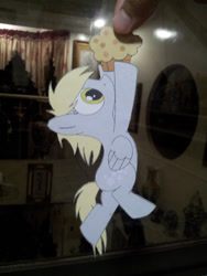 Size: 1024x1365 | Tagged: safe, artist:techbrony, derpy hooves, human, cute, derpabetes, irl, irl human, muffin, paper child, papercraft, photo