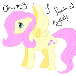 Size: 1440x1440 | Tagged: safe, artist:bees, fluttershy, pegasus, pony, female, mare, solo, wingboner