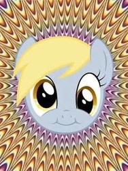 Size: 240x320 | Tagged: safe, derpy hooves, pegasus, pony, colored, female, happy, mare, optical illusion, solo, this is your god now