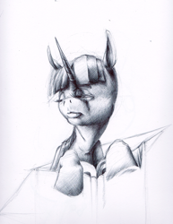 Size: 987x1280 | Tagged: safe, artist:thoughtfulmonster, derpibooru import, twilight sparkle, sketch, solo, traditional art