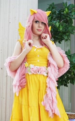 Size: 1268x2048 | Tagged: safe, artist:panda treats, artist:rose0fmay, fluttershy, human, clothes, cosplay, dress, irl, irl human, photo, solo