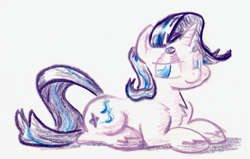 Size: 626x398 | Tagged: safe, artist:shoeunit, starlight glimmer, pony, unicorn, colored pencil drawing, female, lying, mare, solo, traditional art, unshorn fetlocks