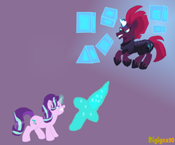 Size: 4982x4118 | Tagged: safe, artist:digigex90, starlight glimmer, tempest shadow, pony, unicorn, my little pony: the movie, absurd resolution, flying unicorn